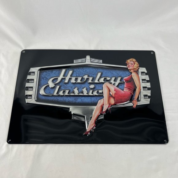Harley-Davidson Retro Babe Embossed Tin Sign, 17 x 11.5 inches - Black - Picture 1 of 7